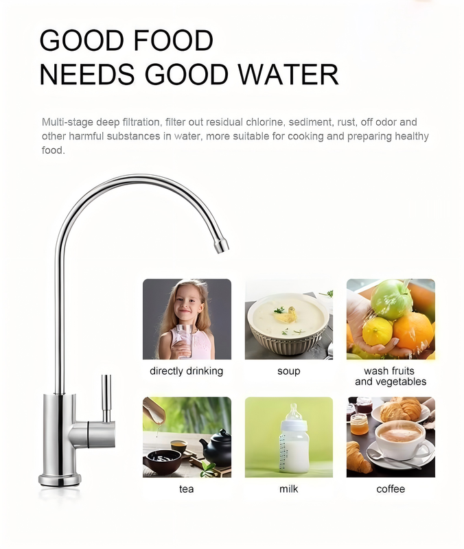 Under Sink Reverse Osmosis (RO) Water Filtration System with PP, Activated Carbon, and RO Membrane, 0.55 GPM Tankless Compact Design