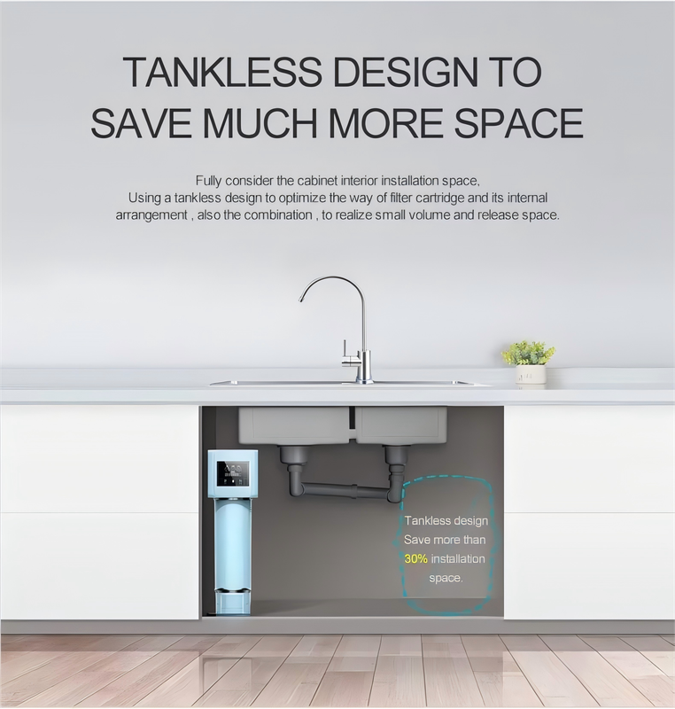 WiFi Smart Under Sink Water Purifier with High-Efficiency Composite Carbon Filter, 0.74 GPM Flow, 5–10 Micron Filtration Accuracy, Tankless Compact Design