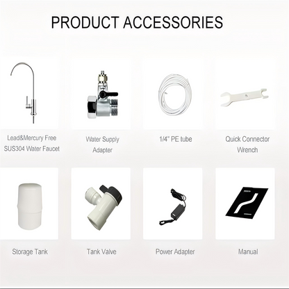 Under Sink Reverse Osmosis (RO) Water Filtration System with PP, Activated Carbon, and RO Membrane, Dual Outlet with 3.2-Gallon Tank